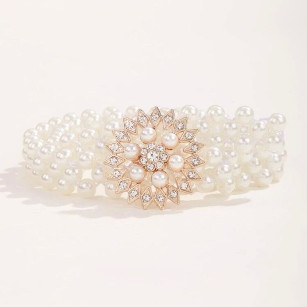 Faux Pearl & Rhinestone Decor Belt​​